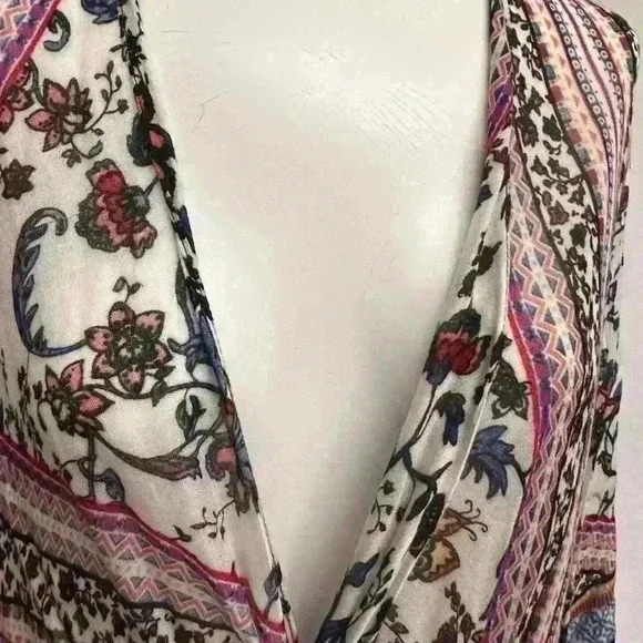 Fringe Trimmed Multi-colored Wrap/Kimono—One Size - Picture 9 of 10